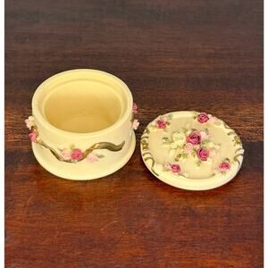 DeZine Floral Trinket Box 1990s Resin Keepsake Holder